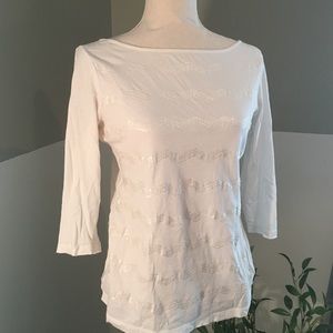 LOFT Cream Sequin Tee